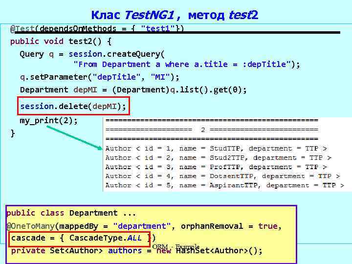 Клас Test. NG 1 , метод test 2 @Test(depends. On. Methods = { 