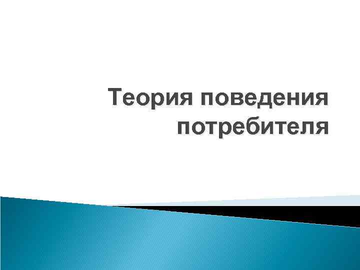 Теория поведения потребителя 