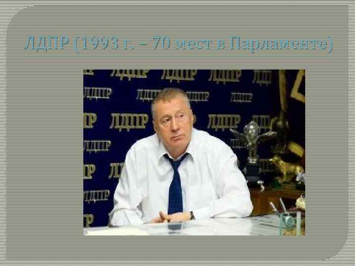 ЛДПР (1993 г. – 70 мест в Парламенте) 