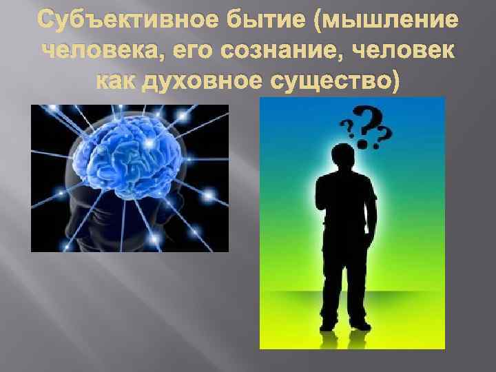 Субъективное бытие (мышление человека, его сознание, человек как духовное существо) 