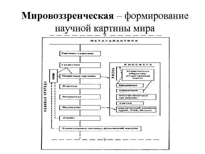 Мировоззренческая – формирование научной картины мира 