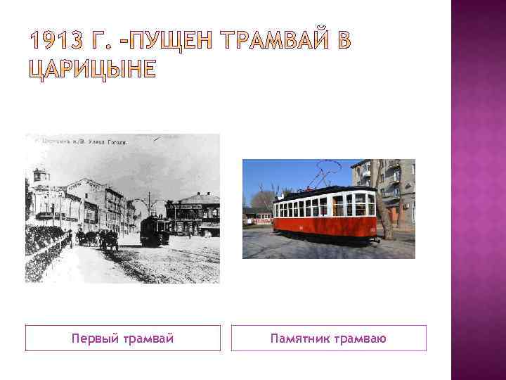 Первый трамвай Памятник трамваю 