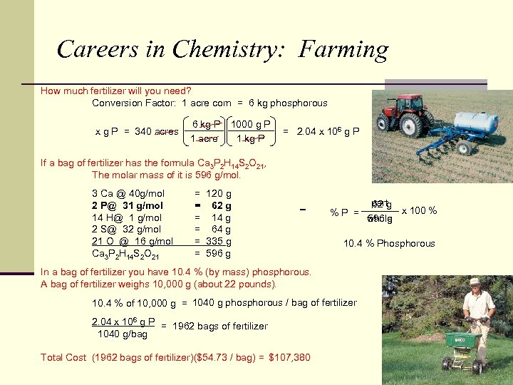 Careers in Chemistry: Farming How much fertilizer will you need? Conversion Factor: 1 acre