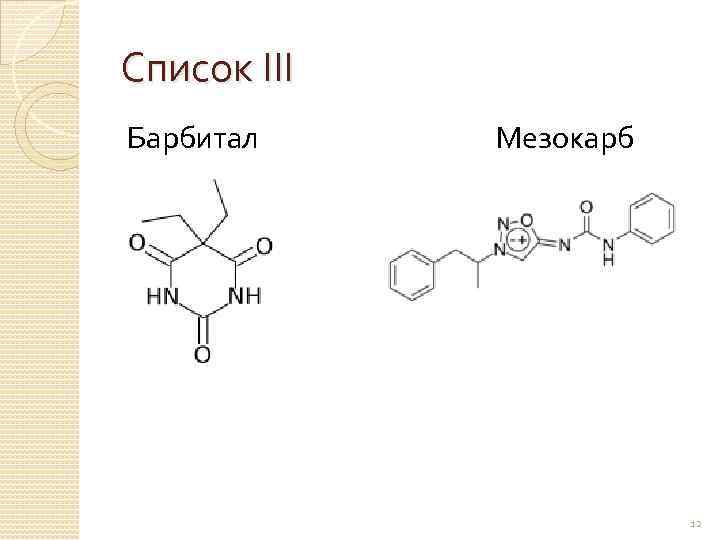 Список III Барбитал Мезокарб 12 