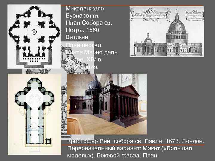 Микеланжело Буонаротти. План Собора св. Петра. 1560. Ватикан. План церкви Санта Мария дель Фьоре.