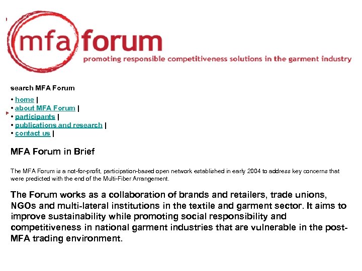 search MFA Forum • home | • about MFA Forum | • participants |