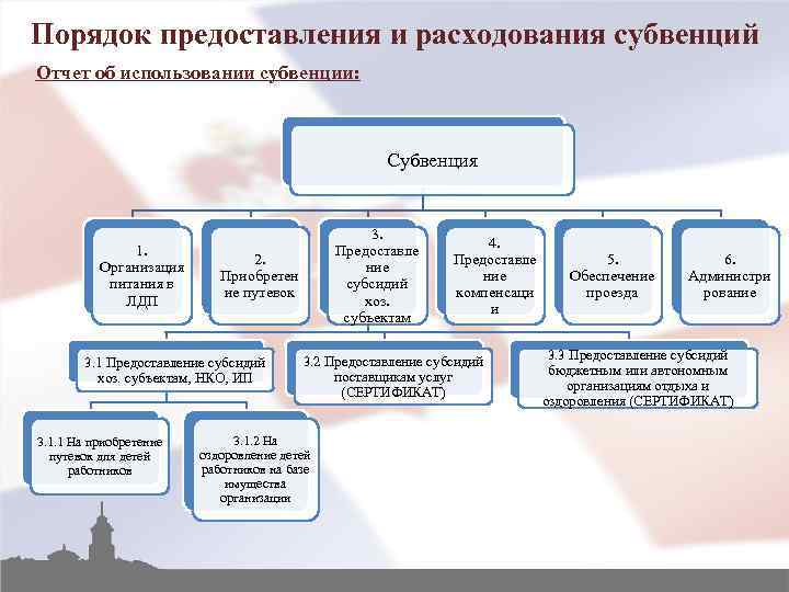 Порядок предоставления и расходования субвенций Отчет об использовании субвенции: Субвенция 1. Организация питания в