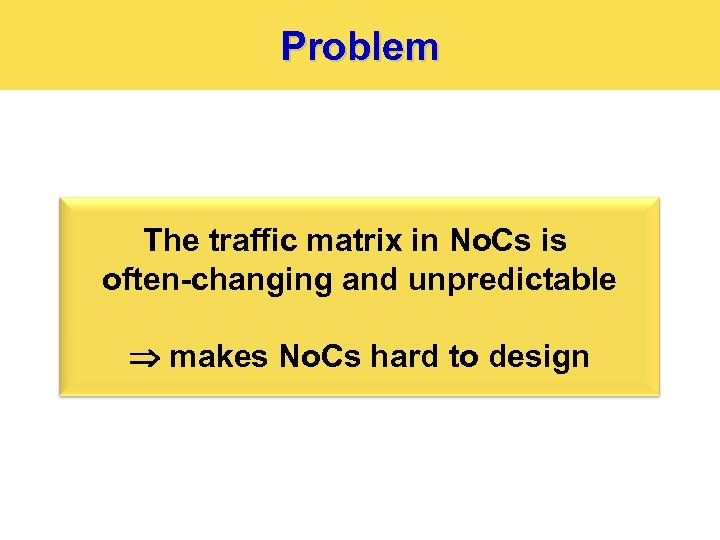 Problem The traffic matrix in No. Cs is often-changing and unpredictable makes No. Cs
