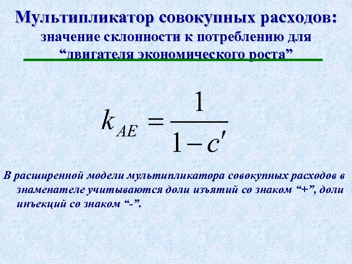 Мультипликатор совокупных расходов: значение склонности к потреблению для “двигателя экономического роста” В расширенной модели