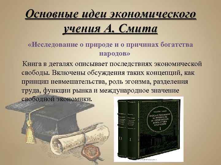 Основные идеи экономического учения А. Смита «Исследование о природе и о причинах богатства народов»