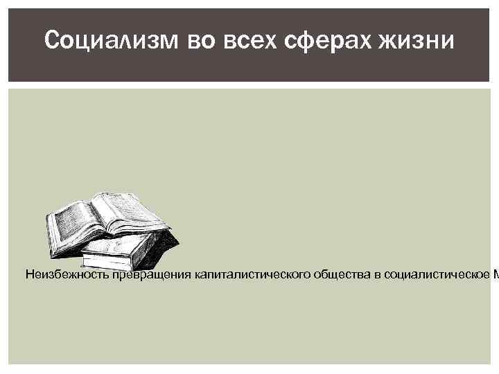 Социализм во всех сферах жизни Неизбежность превращения капиталистического общества в социалистическое М 