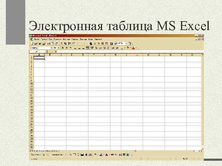 Электронная таблица MS Excel 