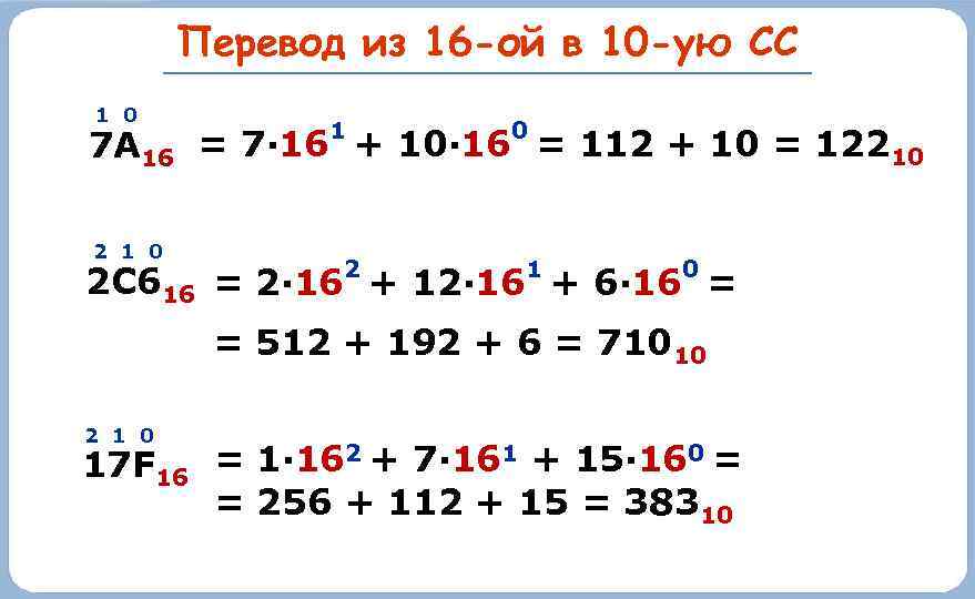 Перевести 1 7 8. Как переводить из 16 в 10 систему счисления. Перевести из 10 в 16 ричную систему счисления. Как переводить из 16 системы в 10 систему счисления. Как перевести из 16 в 10 систему счисления пример.