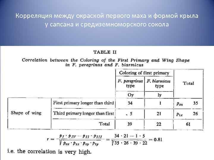 Корреляция между окраской первого маха и формой крыла у сапсана и средиземноморского сокола 