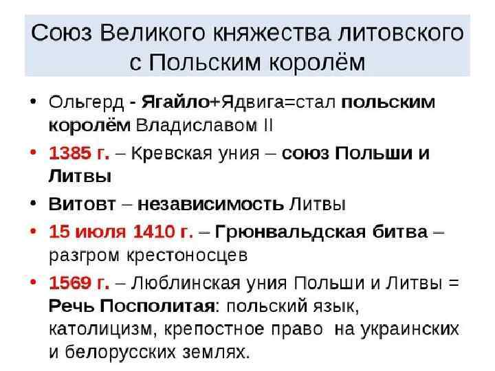 Заполните схему союз литвы и польши