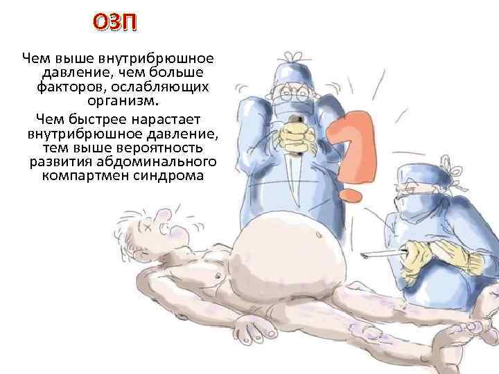 ОЗП Чем выше внутрибрюшное давление, чем больше факторов, ослабляющих организм. Чем быстрее нарастает внутрибрюшное