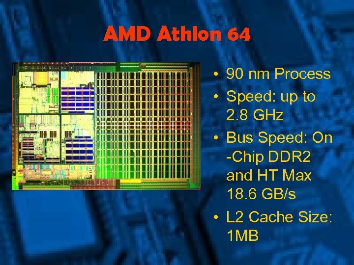 AMD Athlon 64 • 90 nm Process • Speed: up to 2. 8 GHz