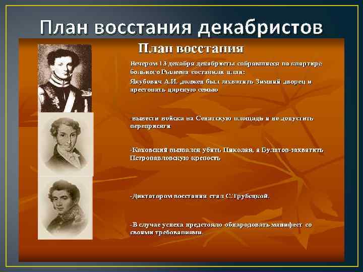 План восстания декабристов 
