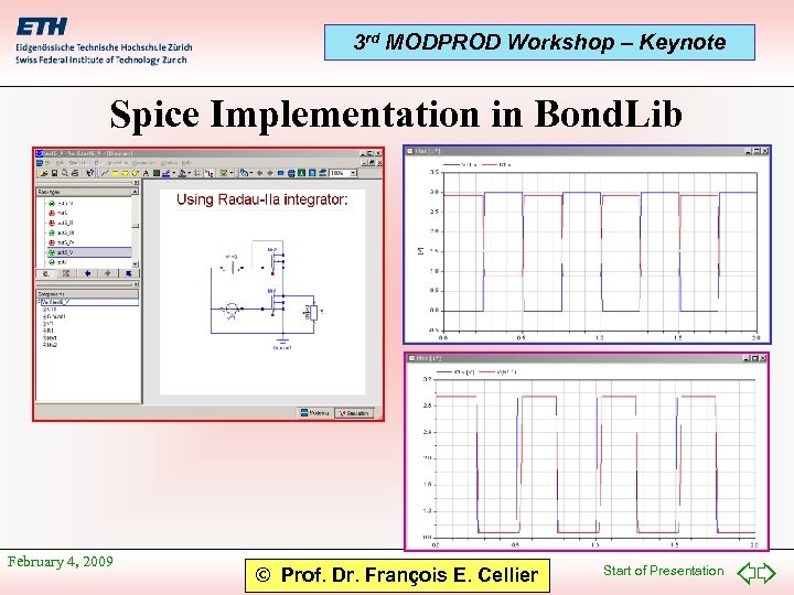 3 rd MODPROD Workshop – Keynote Spice Implementation in Bond. Lib February 4, 2009