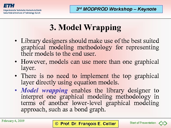 3 rd MODPROD Workshop – Keynote 3. Model Wrapping • Library designers should make