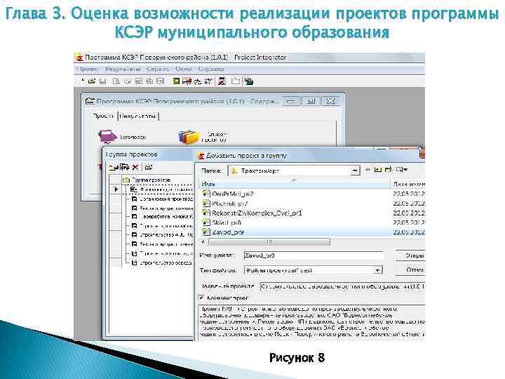 Глава 3. Оценка возможности реализации проектов программы КСЭР муниципального образования Рисунок 8 