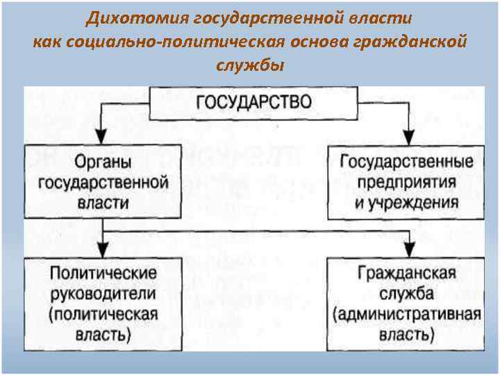 Дихотомия государственной власти как социально-политическая основа гражданской службы 