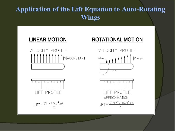 Application of the Lift Equation to Auto-Rotating Wings 