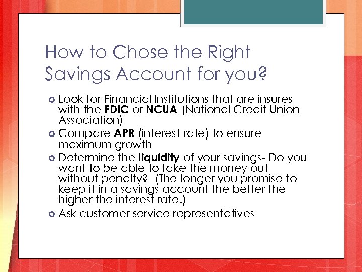 How to Chose the Right Savings Account for you? Look for Financial Institutions that
