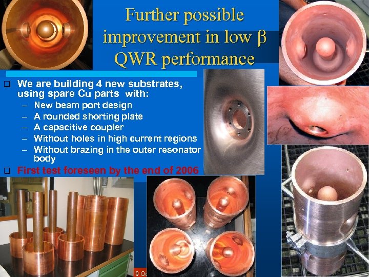 Further possible improvement in low b QWR performance q We are building 4 new