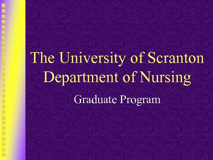 The University of Scranton Department of Nursing Graduate Program 
