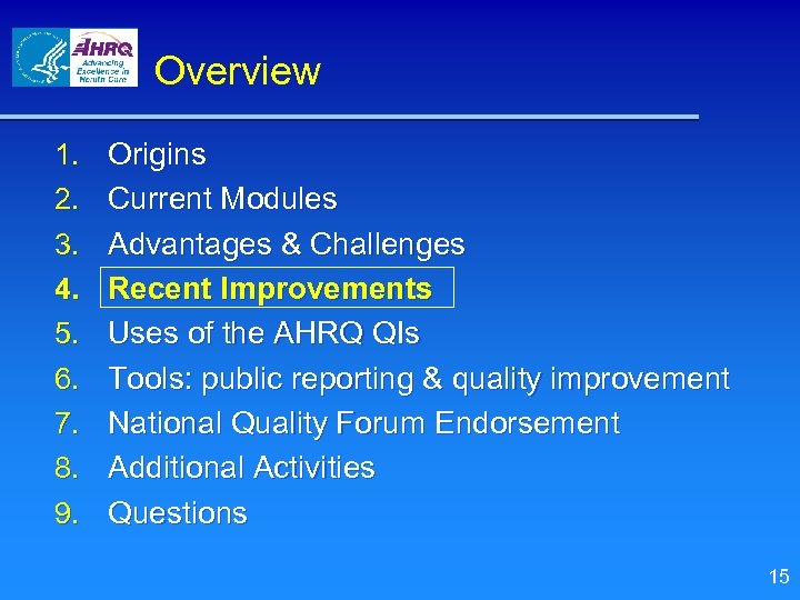 Overview 1. 2. 3. 4. 5. 6. 7. 8. 9. Origins Current Modules Advantages