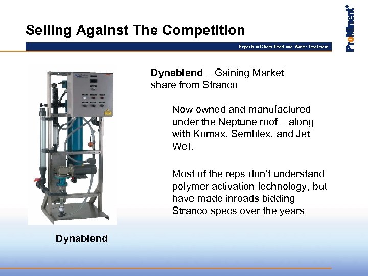Selling Against The Competition Experts in Chem-Feed and Water Treatment Dynablend – Gaining Market