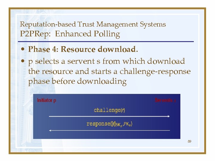 Reputation-based Trust Management Systems P 2 PRep: Enhanced Polling • Phase 4: Resource download.