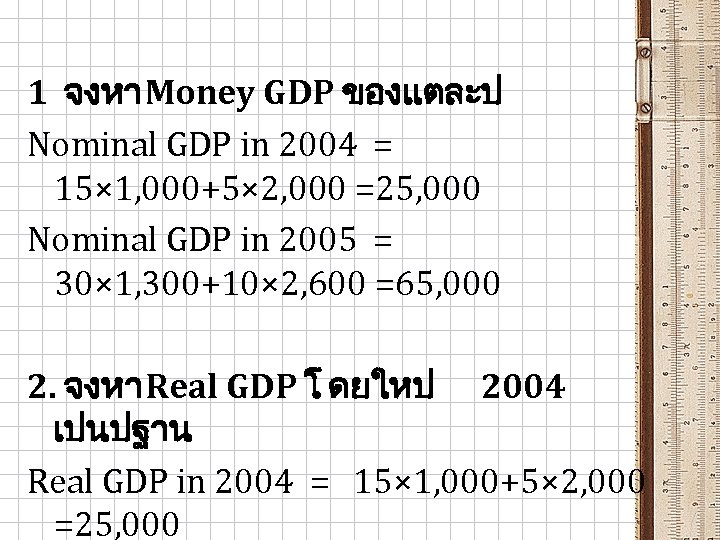 1 จงหา Money GDP ของแตละป Nominal GDP in 2004 = 15× 1, 000+5× 2,