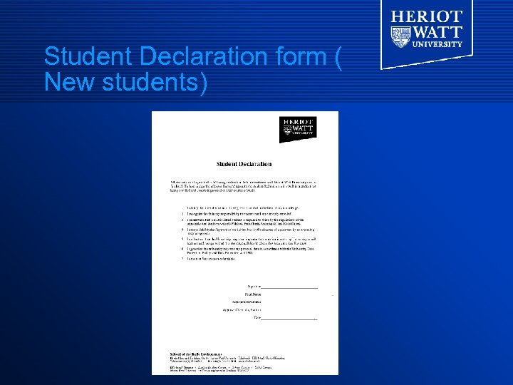 Student Declaration form ( New students) 