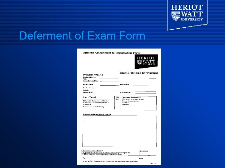 Deferment of Exam Form 