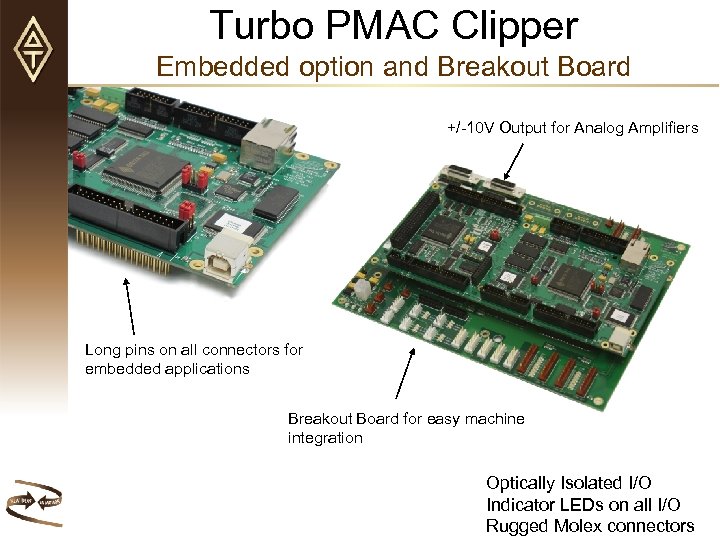 Turbo PMAC Clipper Embedded option and Breakout Board +/-10 V Output for Analog Amplifiers