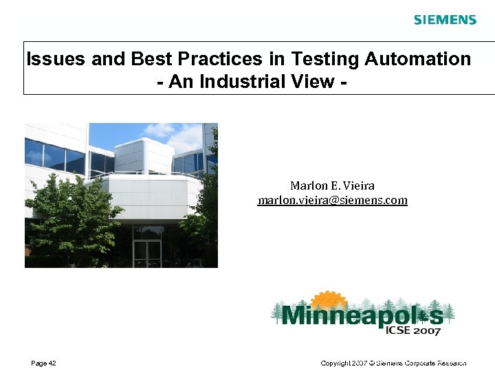 Issues and Best Practices in Testing Automation - An Industrial View - Marlon E.