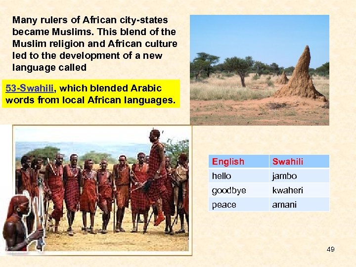 Many rulers of African city-states became Muslims. This blend of the Muslim religion and