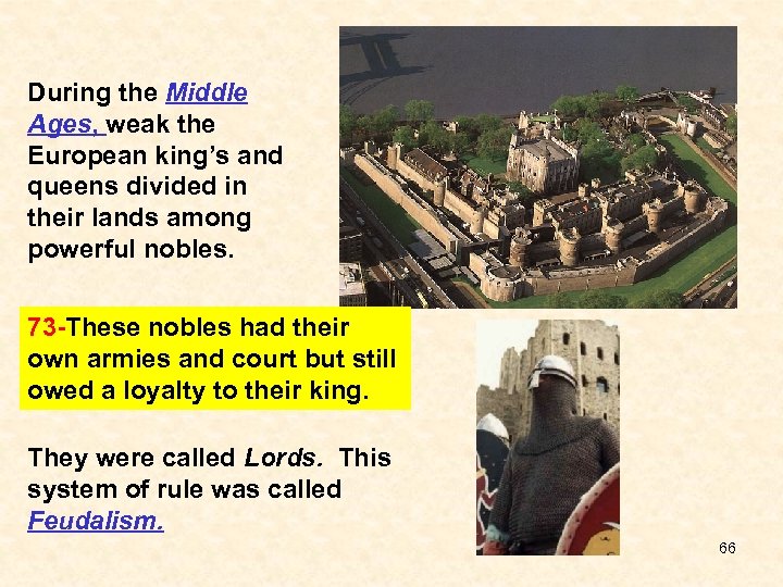 During the Middle Ages, weak the European king’s and queens divided in their lands