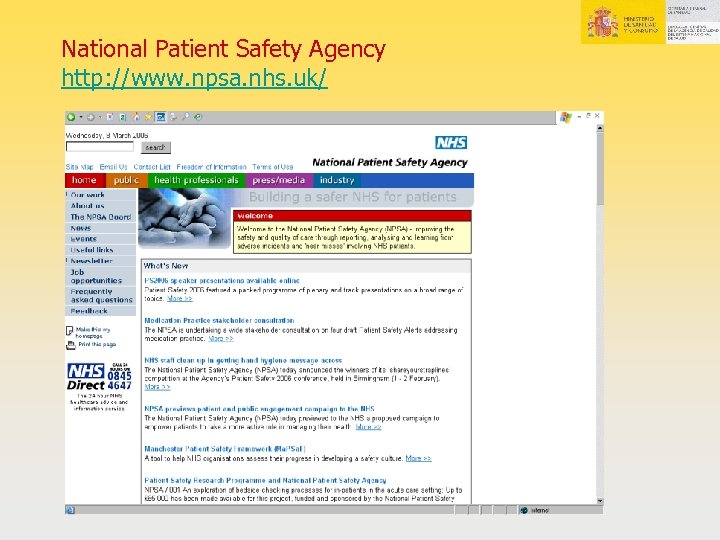 National Patient Safety Agency http: //www. npsa. nhs. uk/ 