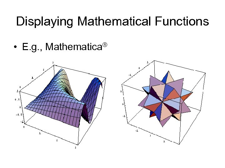 Displaying Mathematical Functions • E. g. , Mathematica® 
