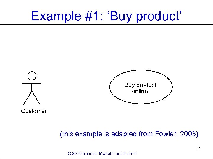 Example #1: ‘Buy product’ Buy product online Customer (this example is adapted from Fowler,