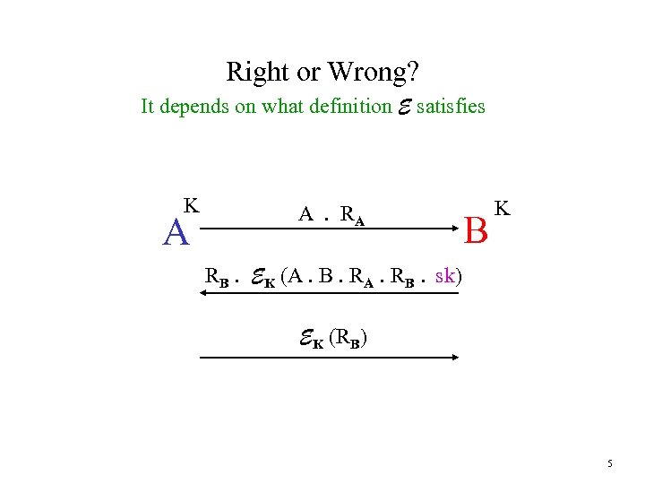 Right or Wrong? It depends on what definition E satisfies K A A. RA