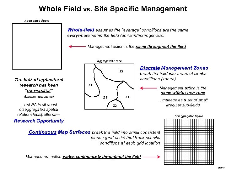 Whole Field vs. Site Specific Management Aggregated Space Whole-field assumes the “average” conditions are