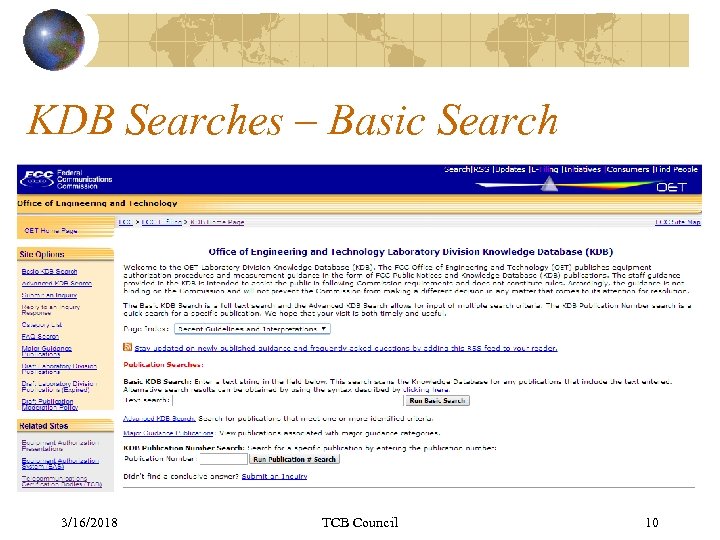 KDB Searches – Basic Search 3/16/2018 TCB Council 10 