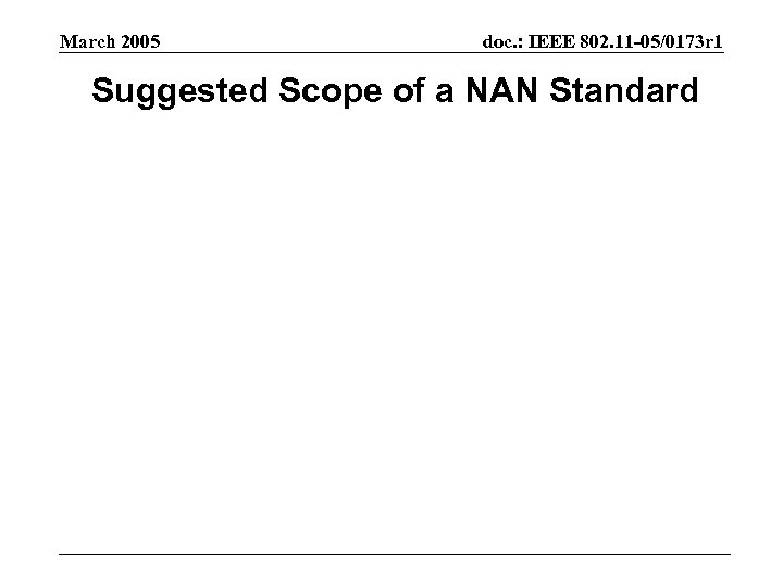 March 2005 doc. : IEEE 802. 11 -05/0173 r 1 Suggested Scope of a