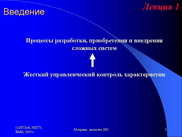 Лекция 1 Введение Процессы разработки, приобретения и внедрения сложных систем Жесткий управленческий контроль характеристик