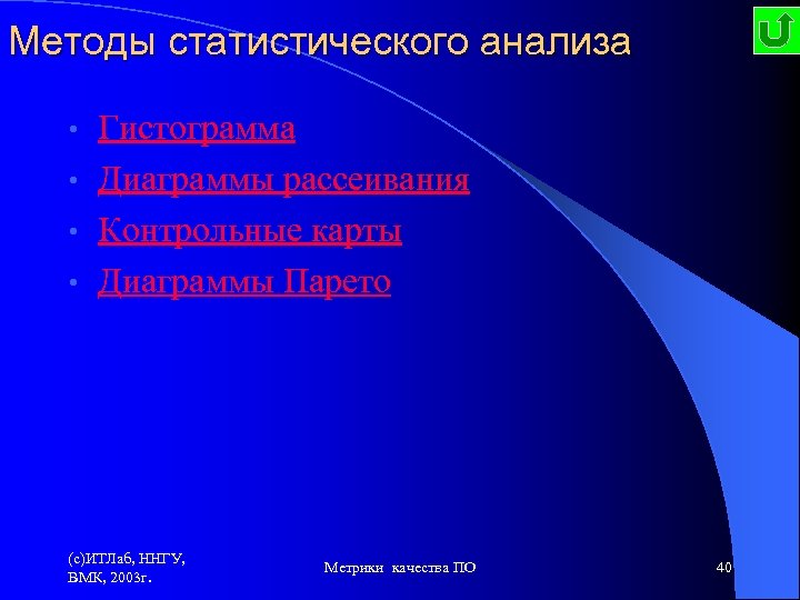 Методы статистического анализа Гистограмма • Диаграммы рассеивания • Контрольные карты • Диаграммы Парето •