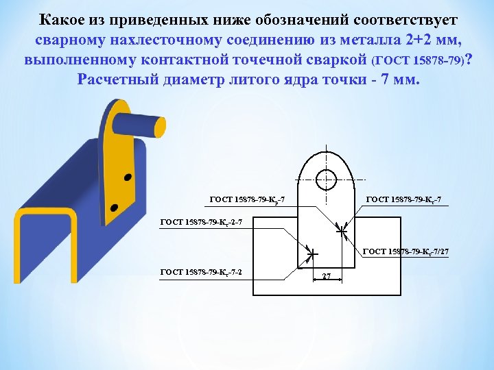 Какое из приведенных ниже обозначений соответствует сварному нахлесточному соединению из металла 2+2 мм, выполненному